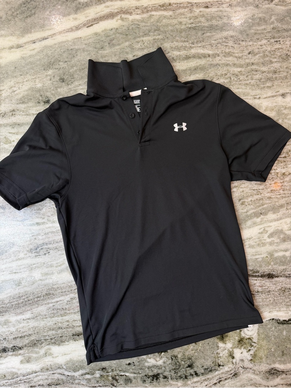 Under Armour Men’s Black Short Sleeve Polo Shirt with White Logo
